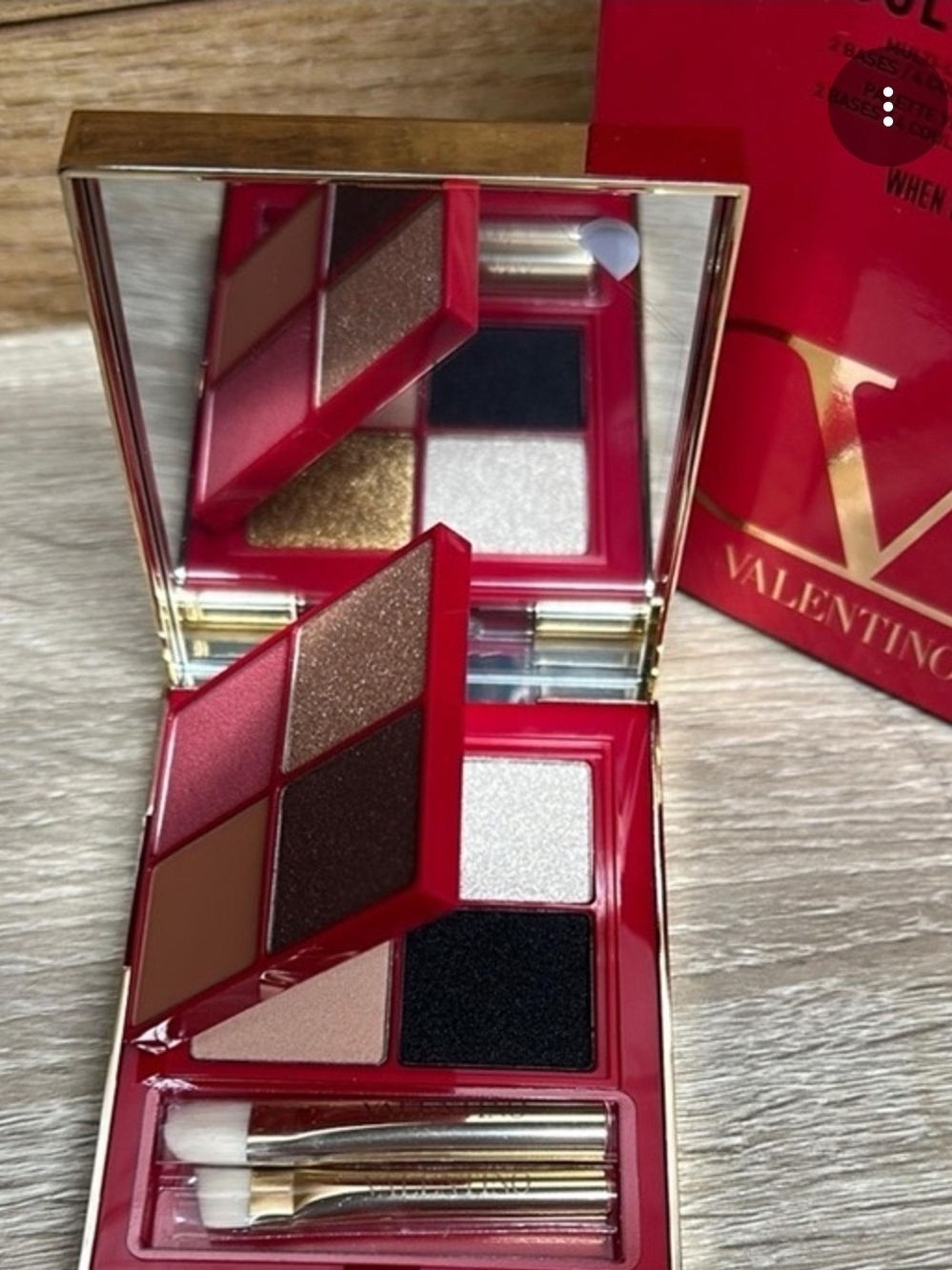 Valentino Red Eyeshadow Palette with Gold, Black, White & Brown Shades